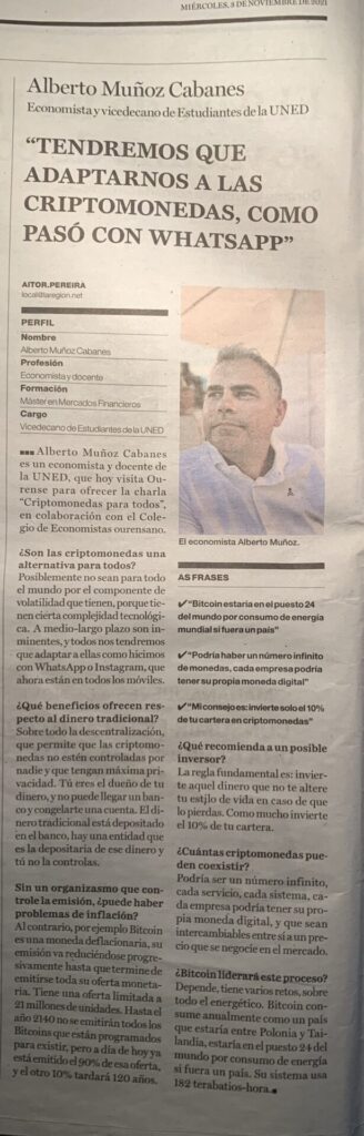 Alberto Muñoz en el diario La Región